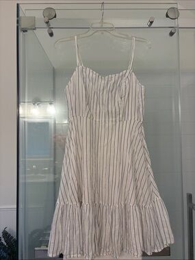 Old Navy White Striped Sundress with Blue Pinstripes